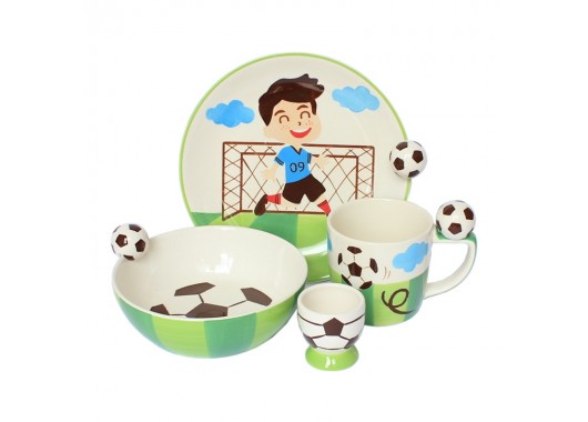 Set đồ ăn cho bé gốm Thailand- Mẫu bóng đá- Set 3 món